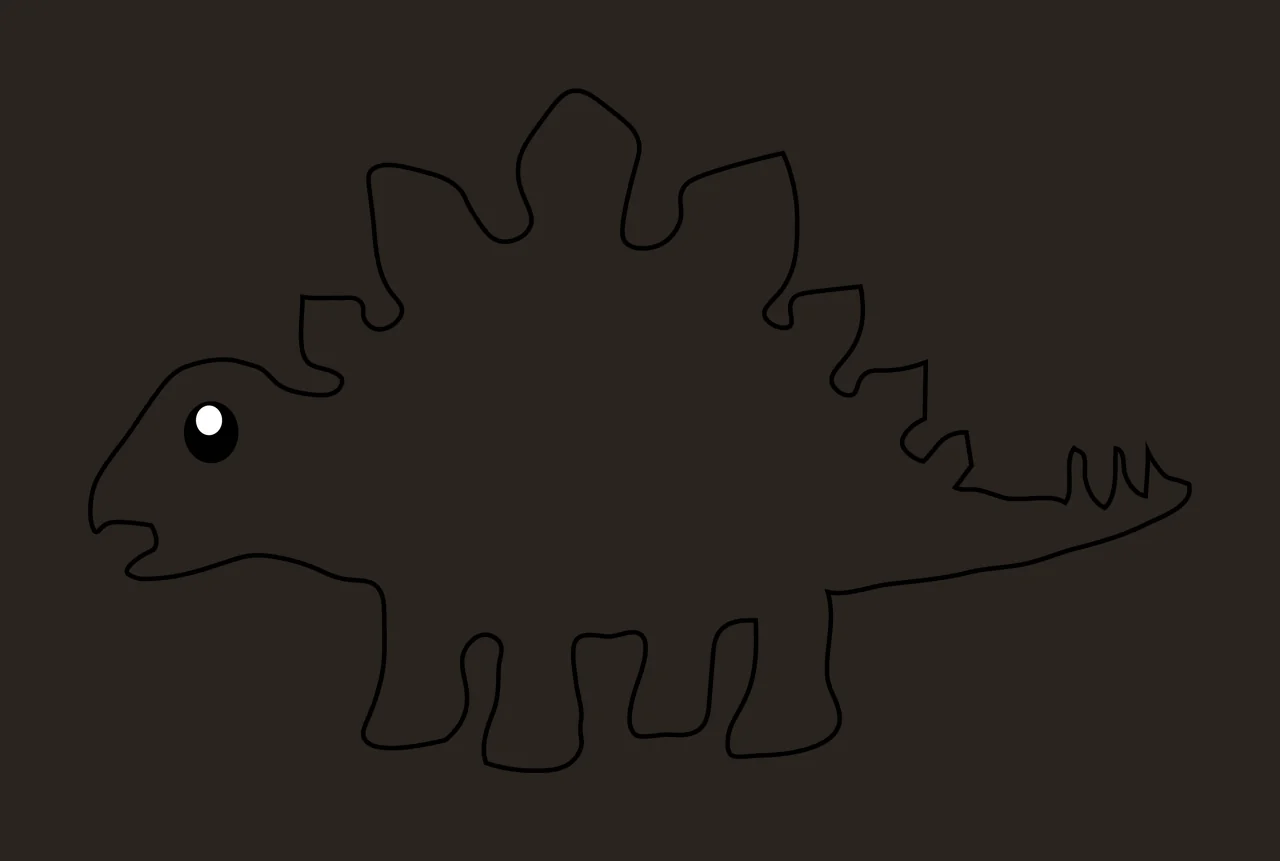 Dinosaur Stegosaurus Line Art Silhouette plates black outline contrast preview thumbnail