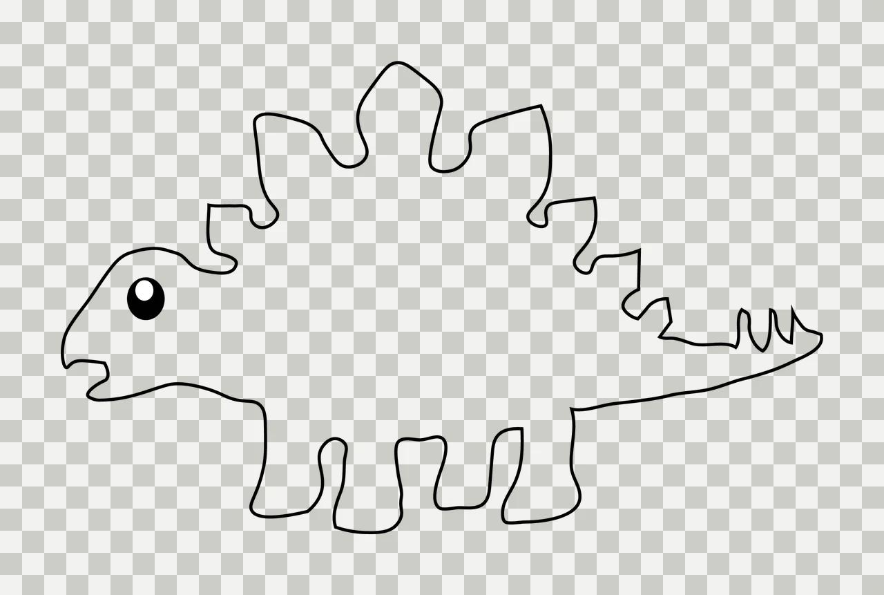 Dinosaur Stegosaurus Line Art Silhouette plates black outline transparency and detail preview thumbnail