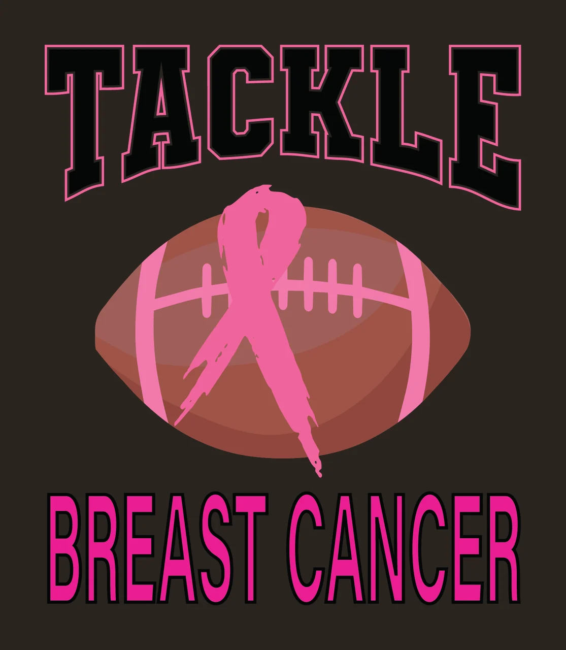 Tackle Breast Cancer Football Silhouette Graphic black white contrast preview thumbnail