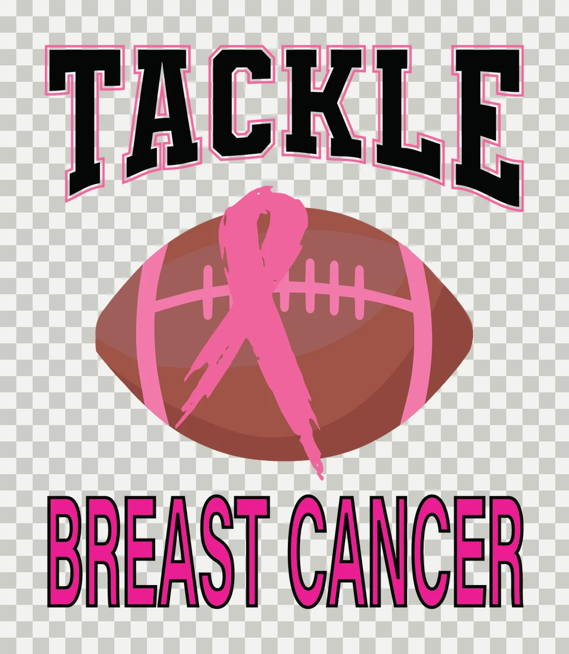 Tackle Breast Cancer Football Silhouette Graphic black white transparency and detail preview thumbnail