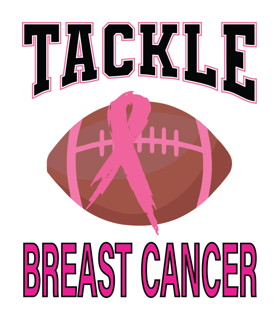 Tackle Breast Cancer Football Silhouette Graphic black white