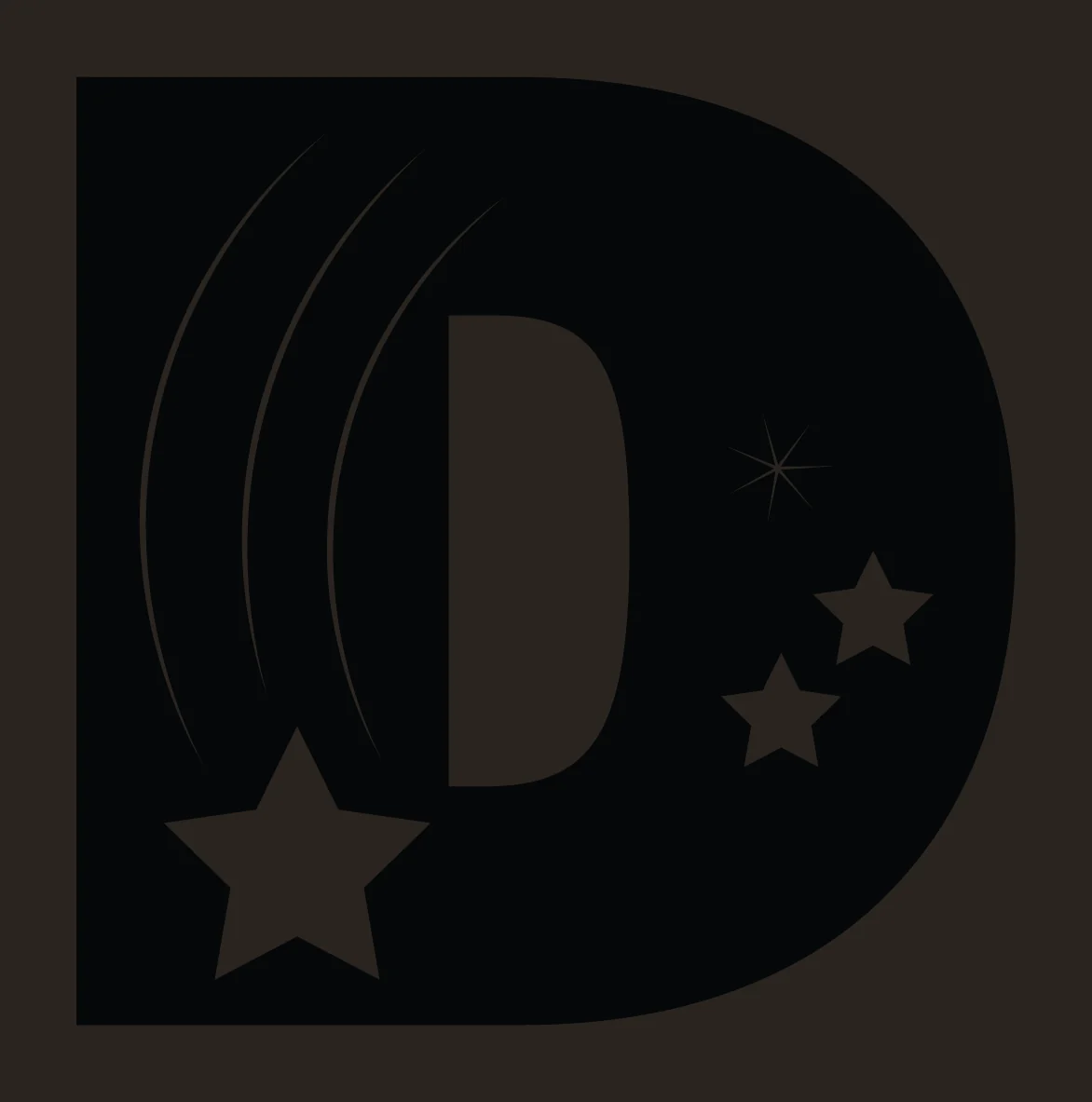 D Letter With Stars And Curved Lines contrast preview thumbnail