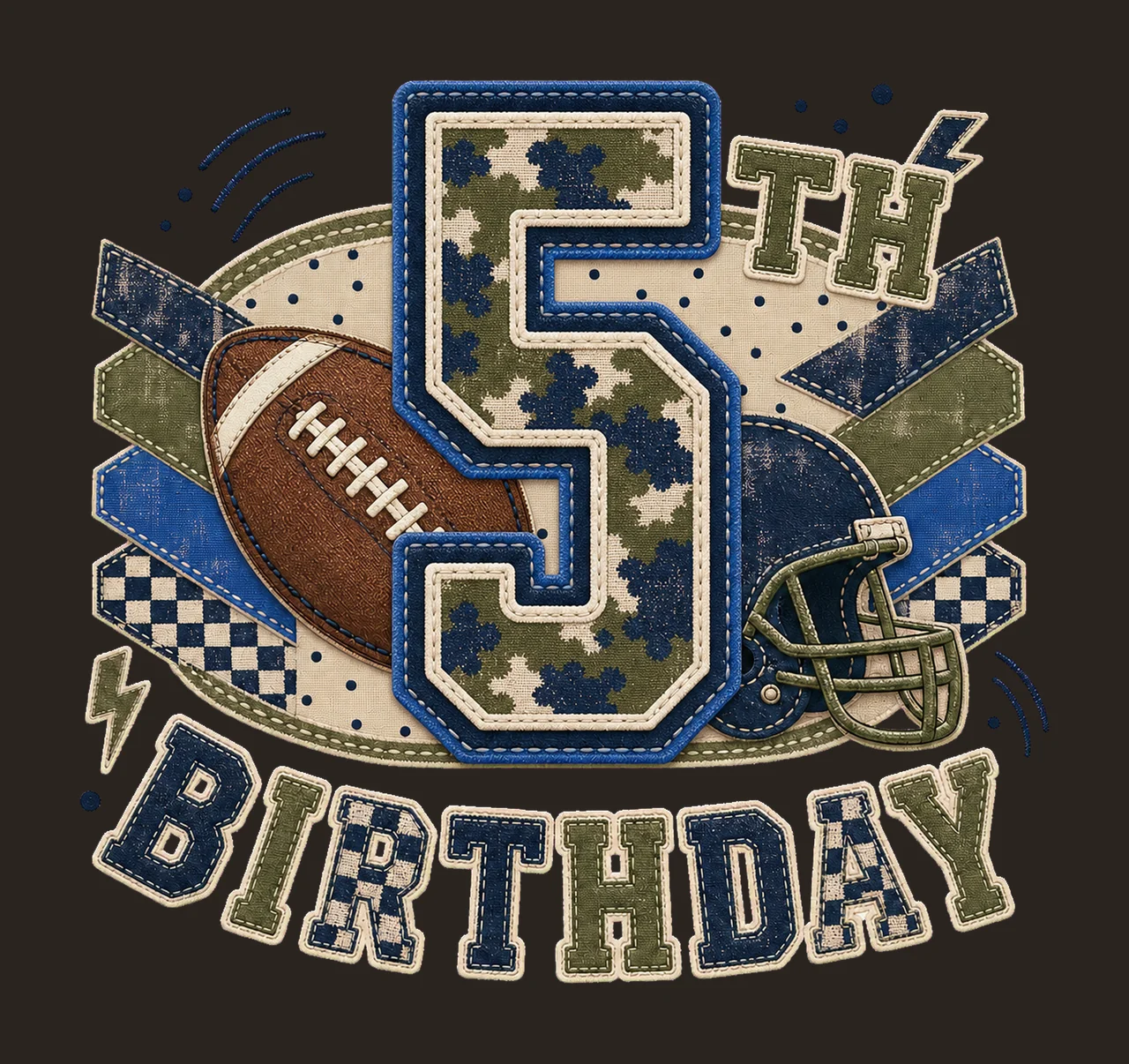 Star Camo Football Birthday age 05 contrast preview thumbnail