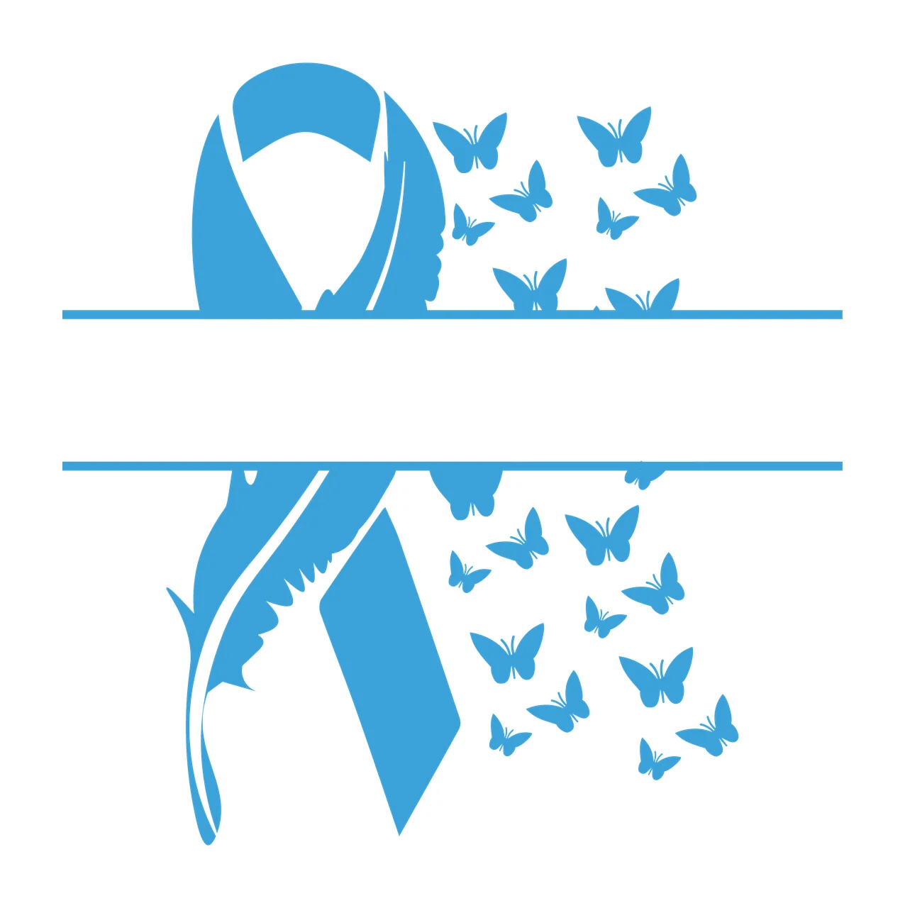 Ribbon With Feather And Butterflies Silhouette forming a shape