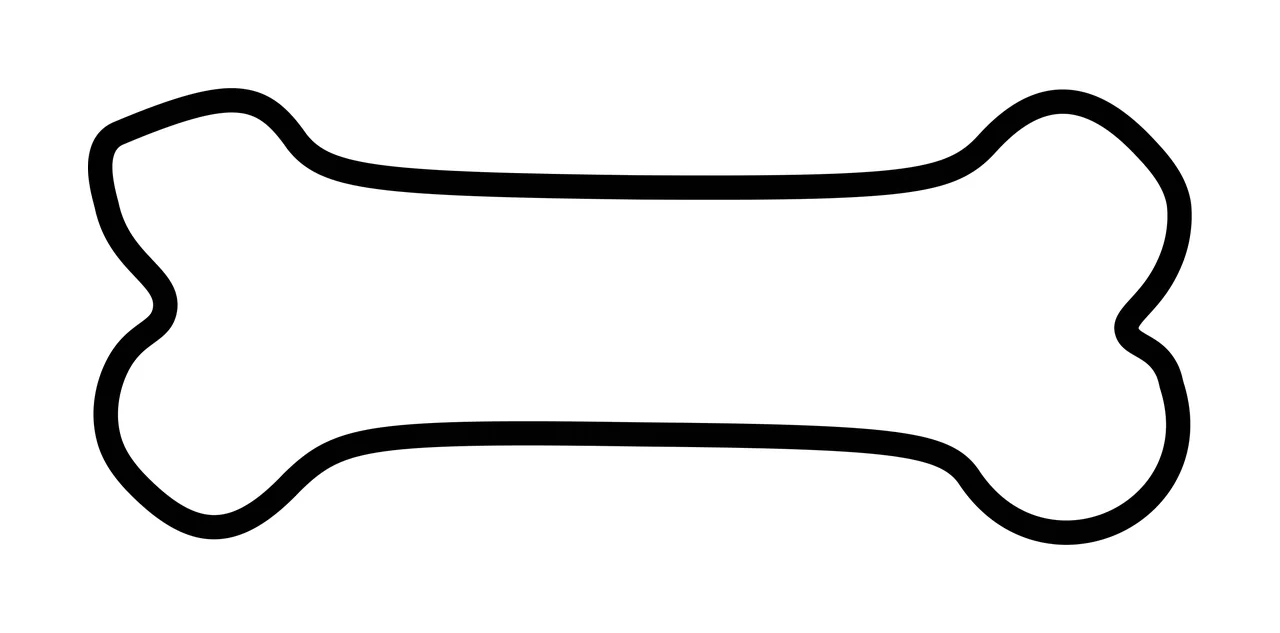 Line Art Illustration of Bone shape with black bone outline in white