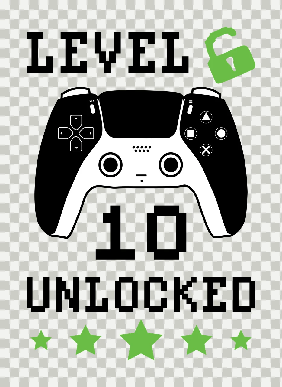 Level 10 Unlocked Video Game controller lock stars pixel art transparency and detail preview thumbnail