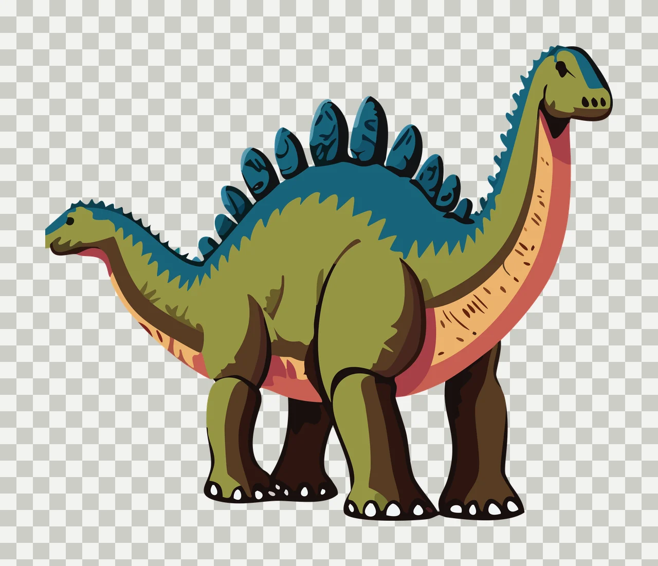 Dinosaur Black Outline Stegosaurus Standing Illustration spines transparency and detail preview thumbnail