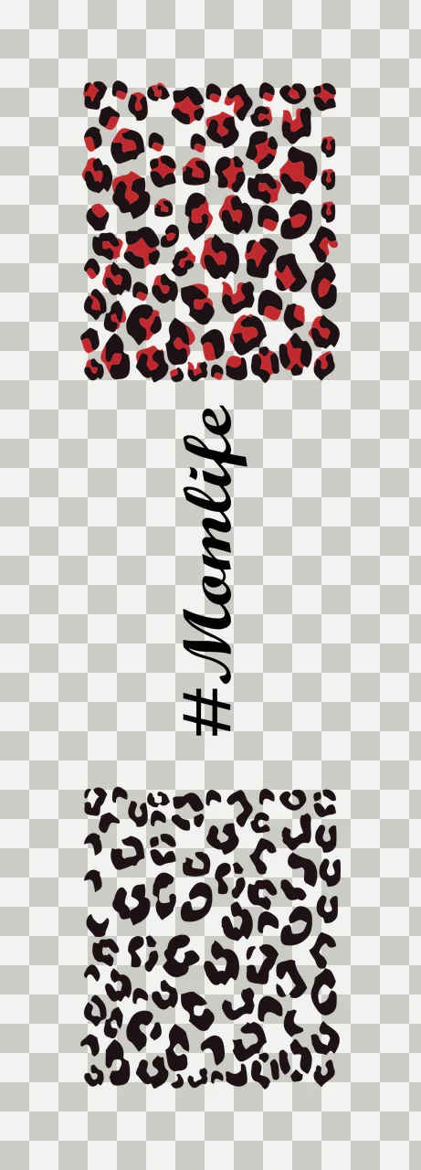 Momlife Text With Leopard Spots decorative black white print transparency and detail preview thumbnail