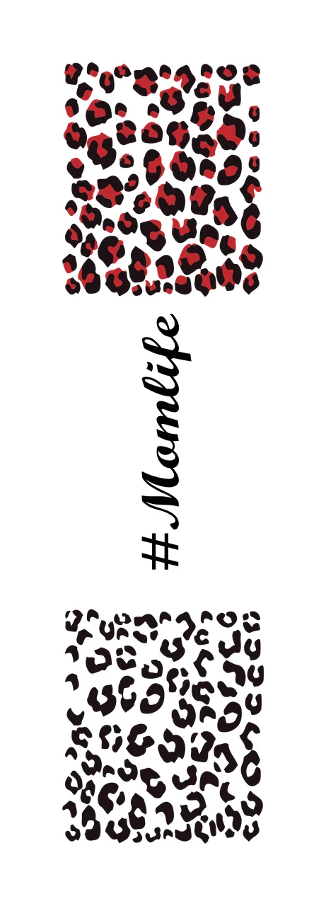 Momlife Text With Leopard Spots decorative black white print