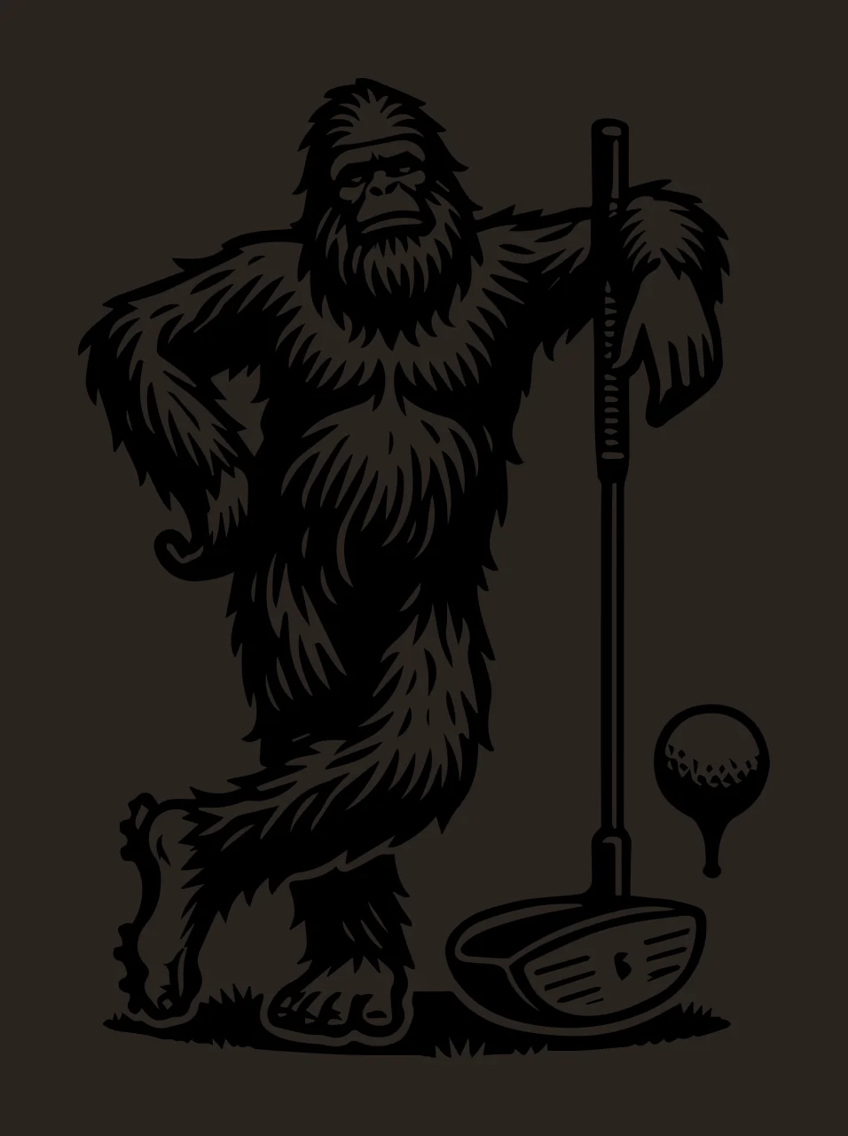 Golf Standing Creature Leaning On Club ball black white outdoors contrast preview thumbnail