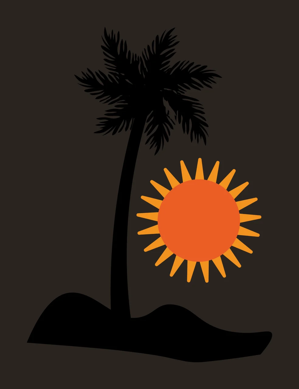 Palm Tree And Sun Landscape Silhouette stationary hill black contrast preview thumbnail