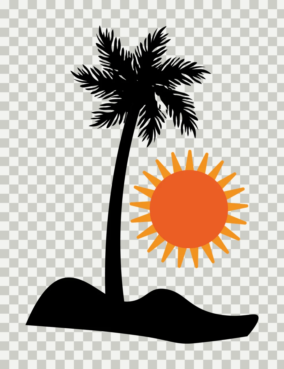 Palm Tree And Sun Landscape Silhouette stationary hill black transparency and detail preview thumbnail