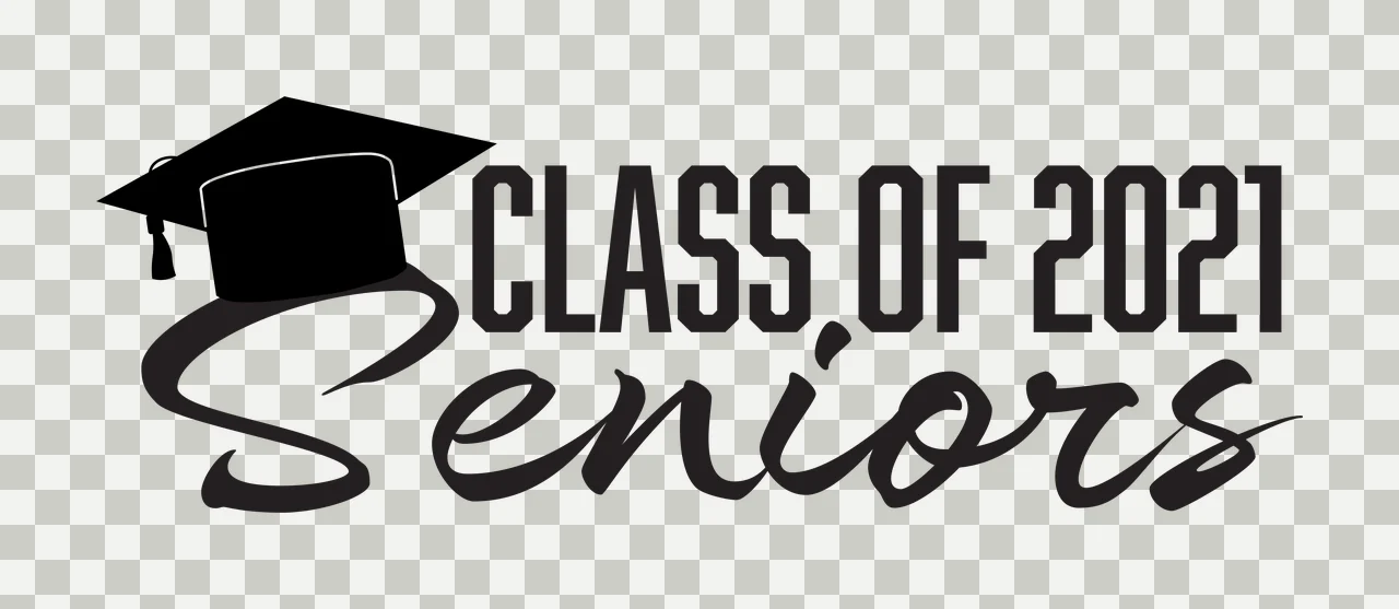 CLASS OF 2021 Seniors Typography Design with black graduation cap with tassel and text 'CLASS OF 2021' transparency and detail preview thumbnail