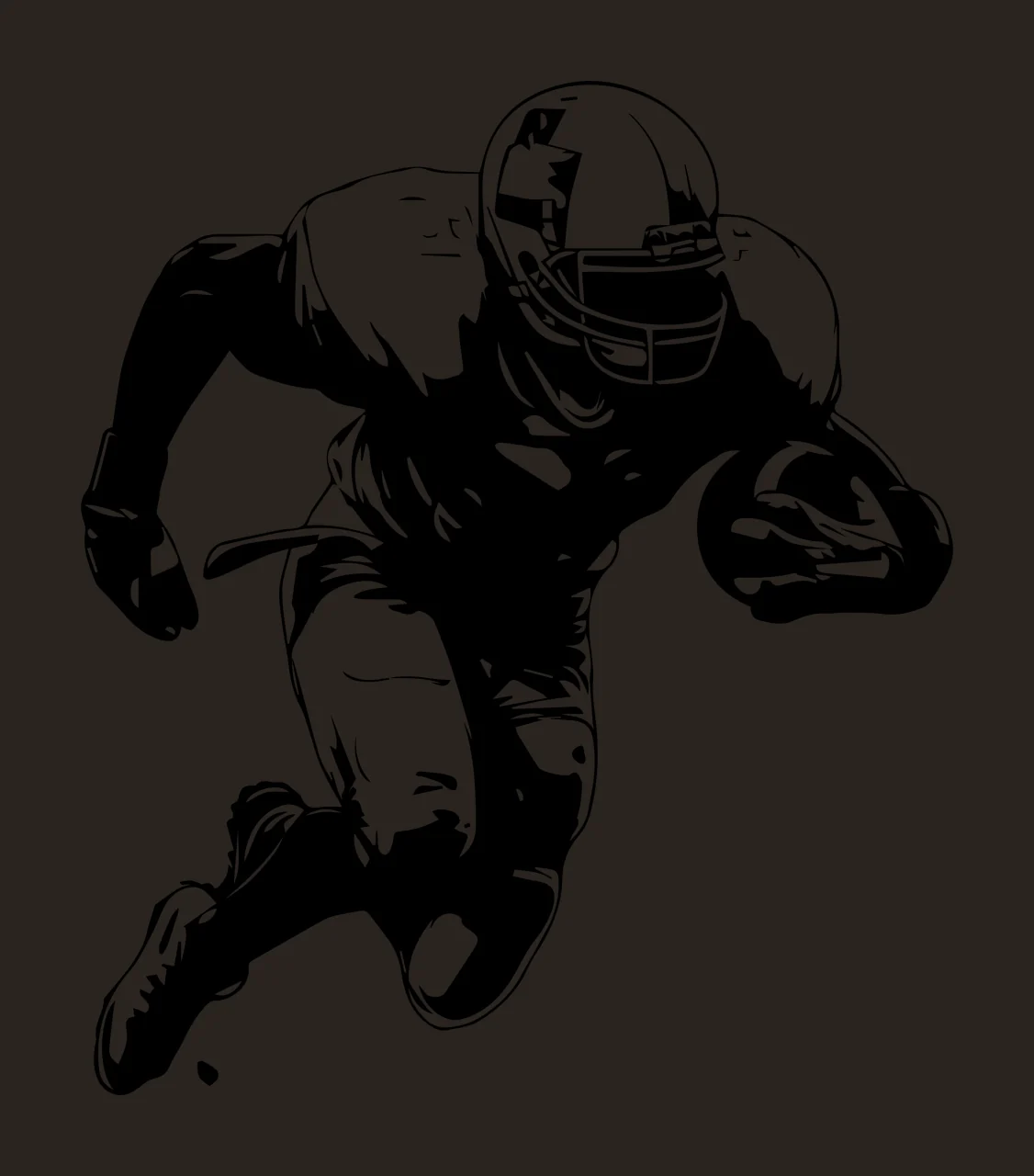 Football Player Running Holding Ball Silhouette helmet uniform contrast preview thumbnail