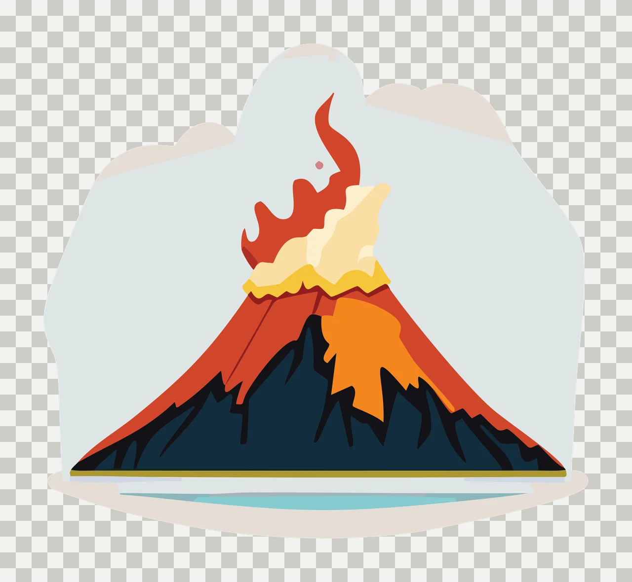 Volcano Eruption Silhouette Black Shape erupting smoke lava transparency and detail preview thumbnail
