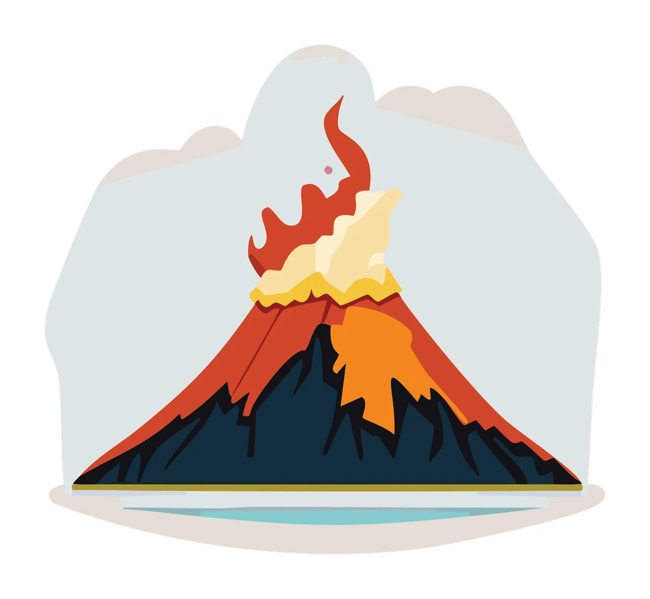 Volcano Eruption Silhouette Black Shape erupting smoke lava