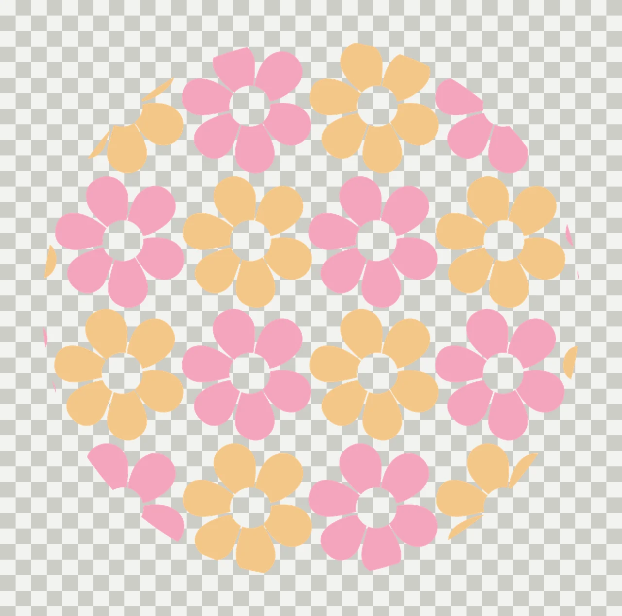Keychain Flower Circular Pattern On Black Background Repeating transparency and detail preview thumbnail