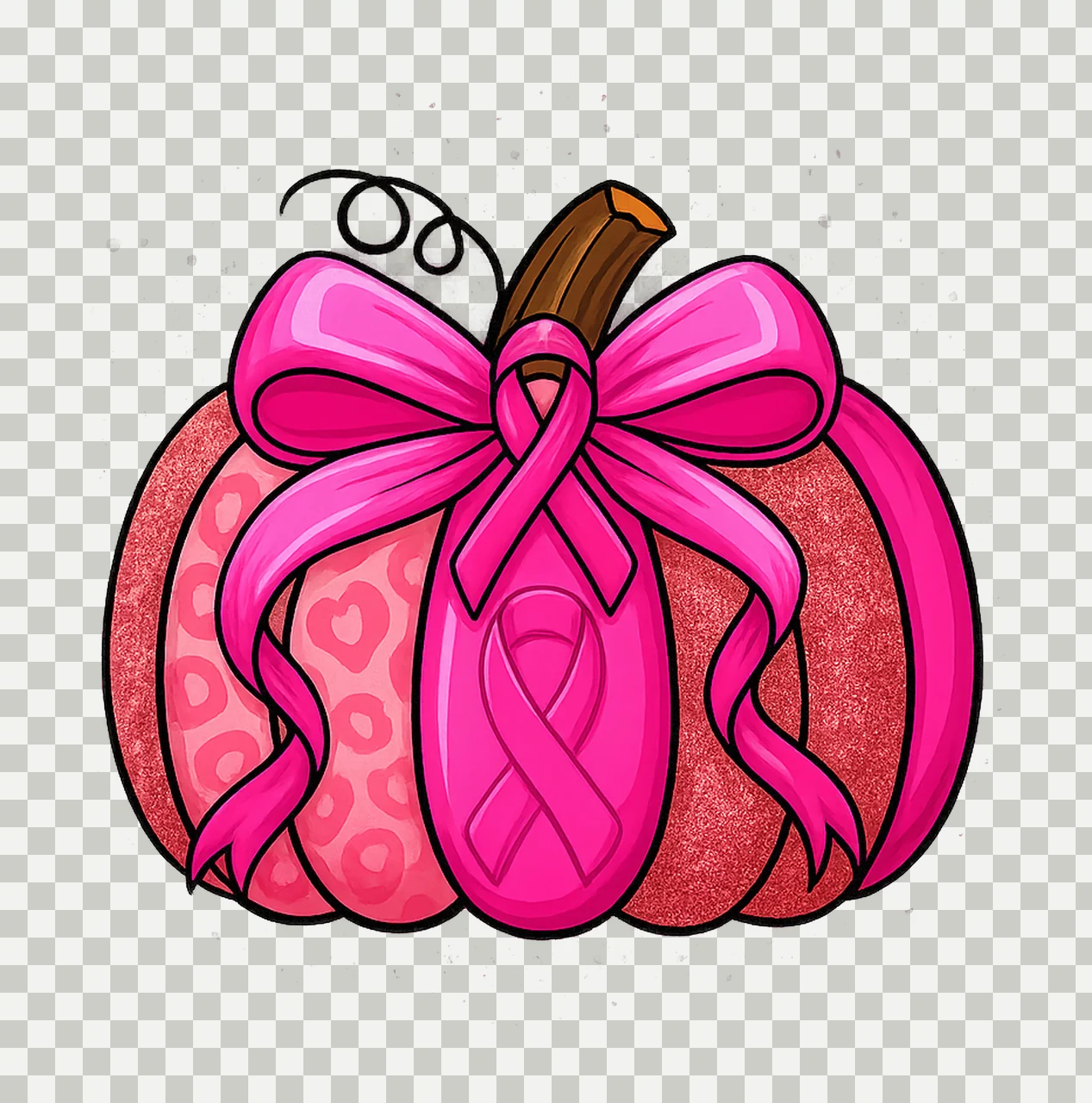 Breast Cancer Pumpkin Pink Ribbon Awareness Design October transparency and detail preview thumbnail