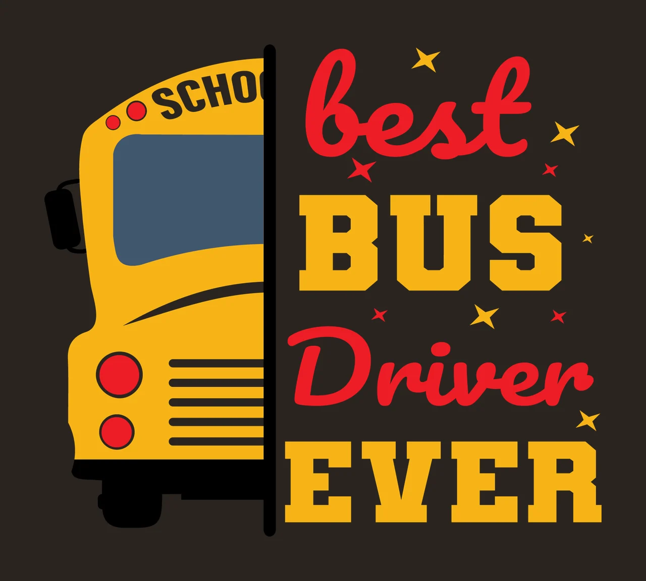 Bus Driving With Stars And Text In Black contrast preview thumbnail