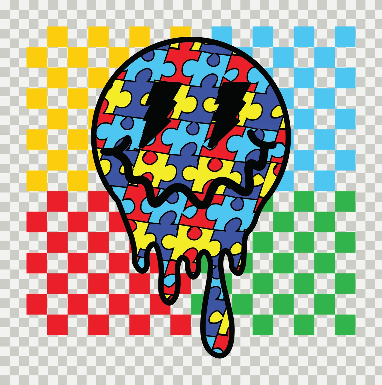 Circle With Dripping Liquid Effect checkerboard pattern drips transparency and detail preview thumbnail