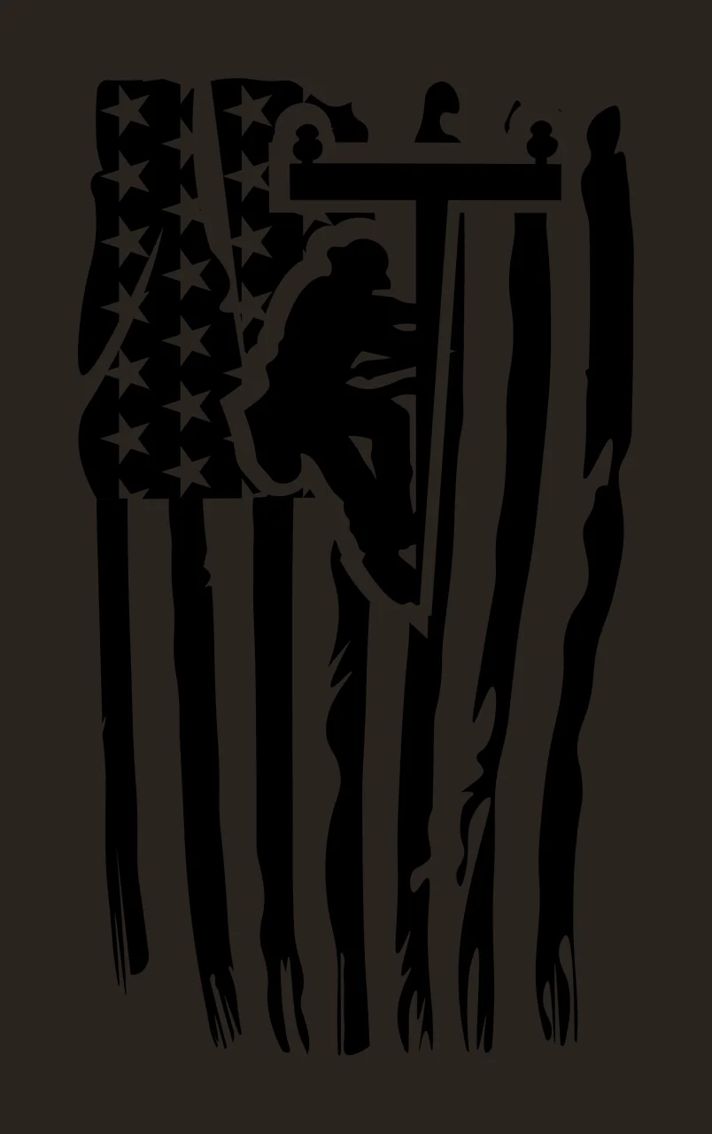 Lineman Utility On Stylized Flag climbing pole stripes silhouette contrast preview thumbnail