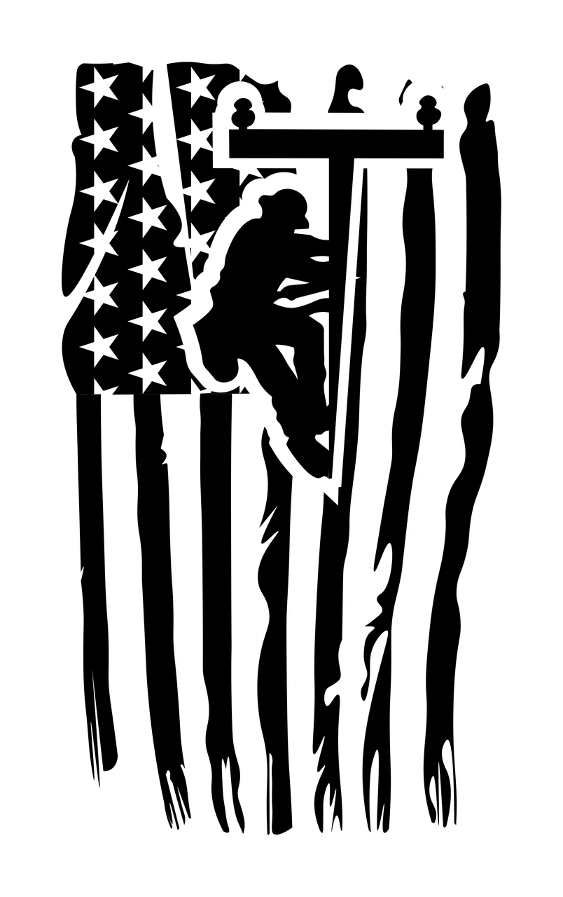 Lineman Utility On Stylized Flag climbing pole stripes silhouette