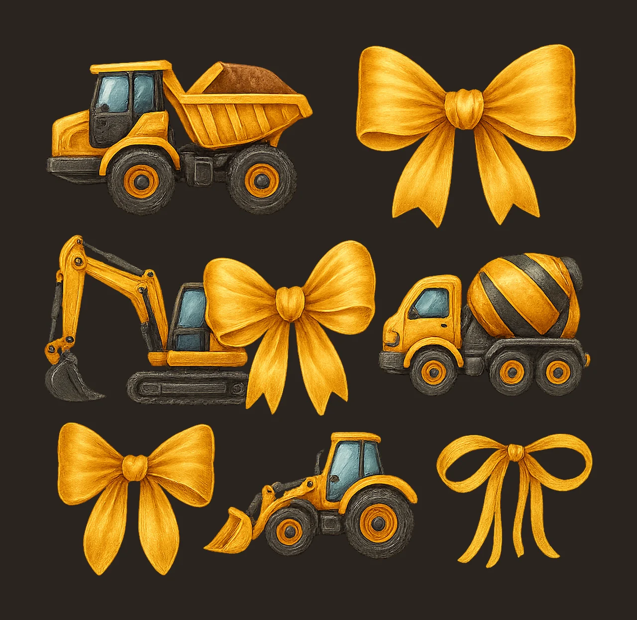 Construction Bow Collage Sublimation Design Cute contrast preview thumbnail
