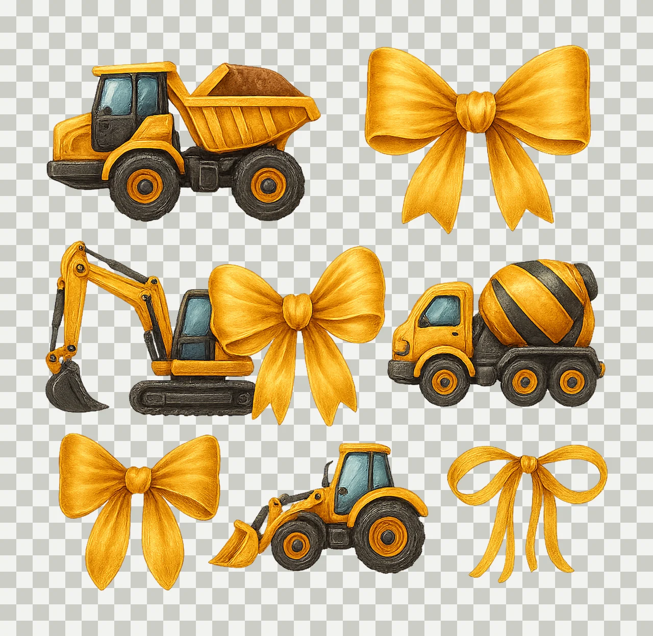 Construction Bow Collage Sublimation Design Cute transparency and detail preview thumbnail