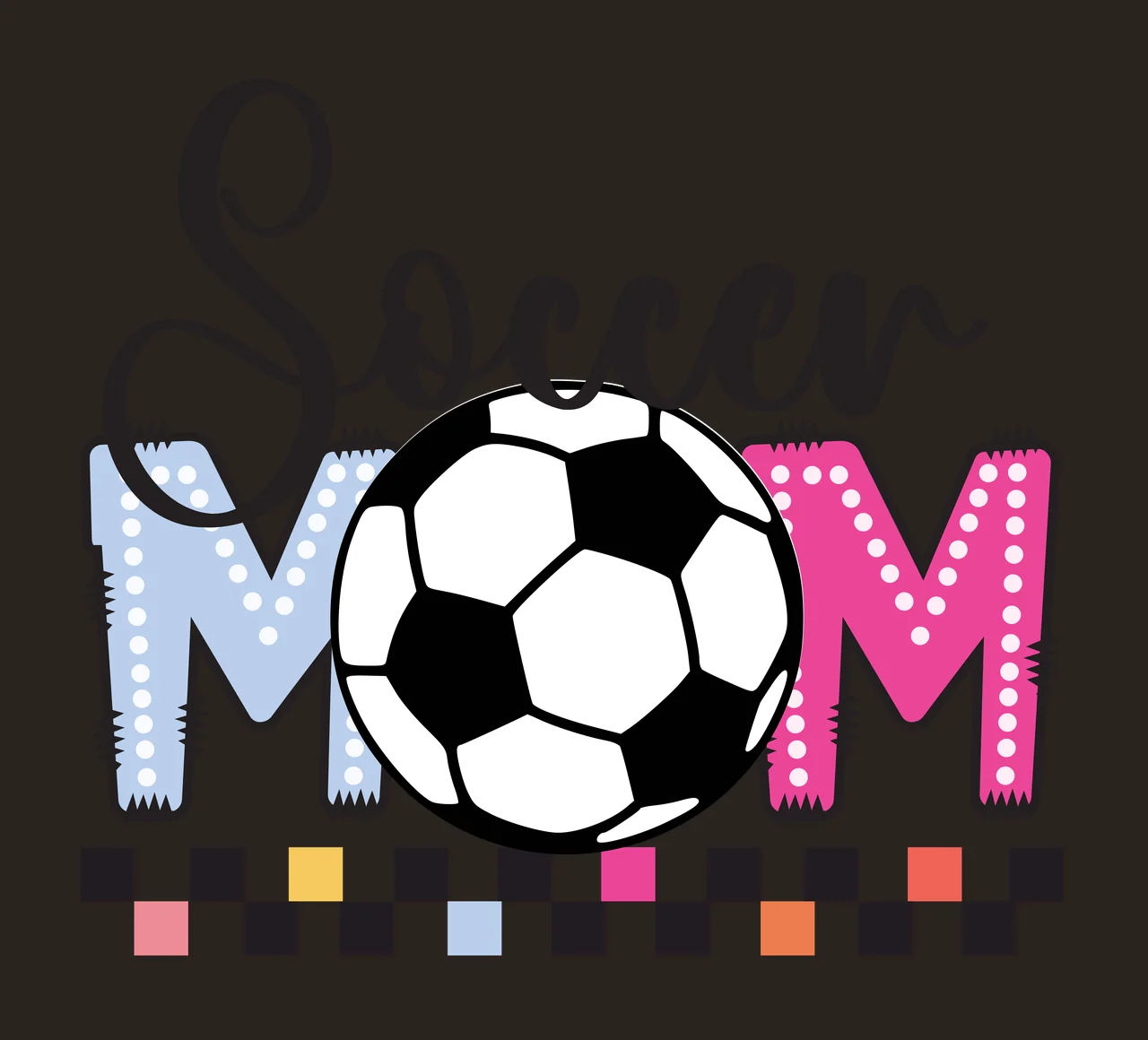 Soccer Mom With Checkered Border text graphic communicating contrast preview thumbnail
