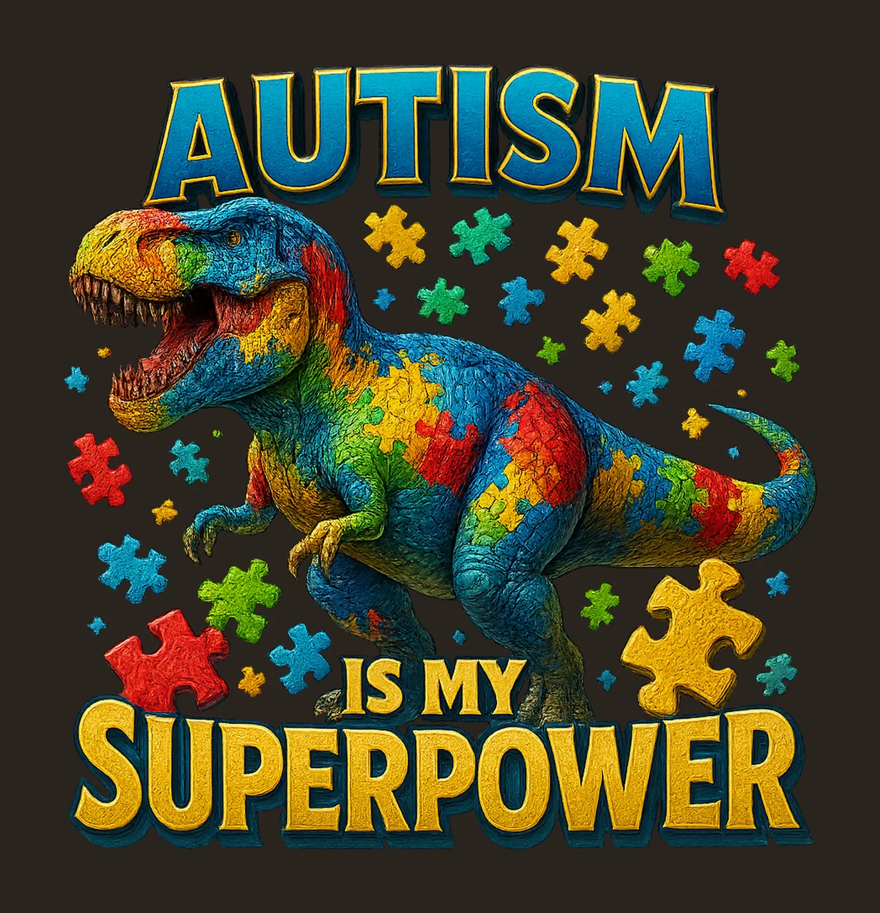 Autism is my superpower Dinosaur Autism Awareness Design Be contrast preview thumbnail