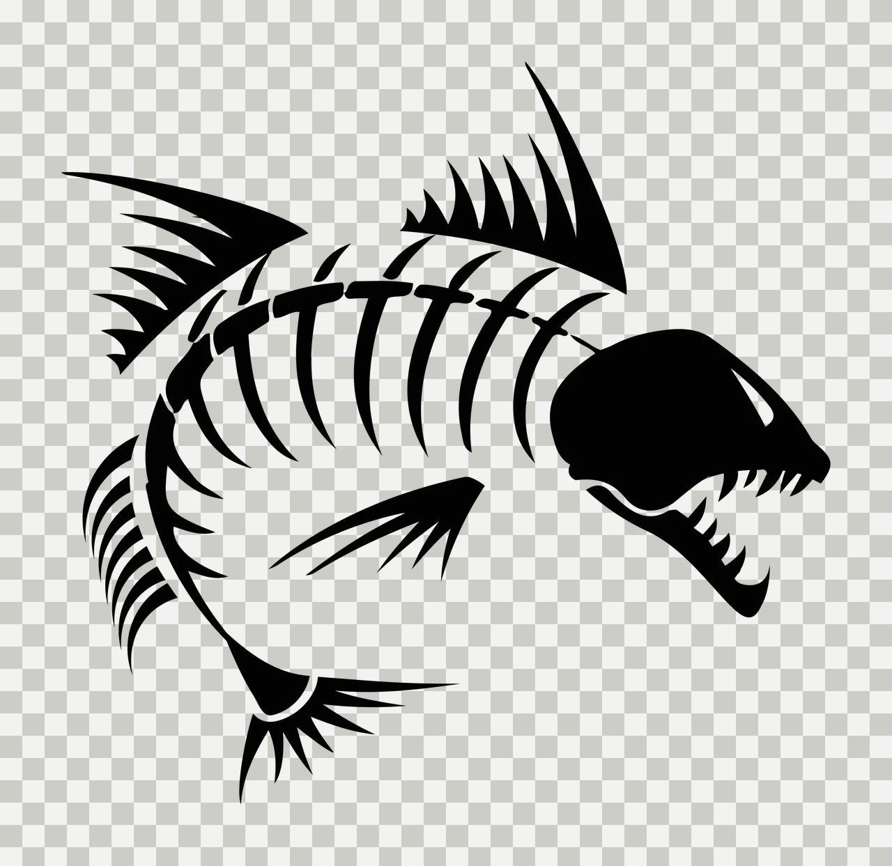 Bones Fish Skeleton Silhouette Graphic Icon Depicting anatomy transparency and detail preview thumbnail