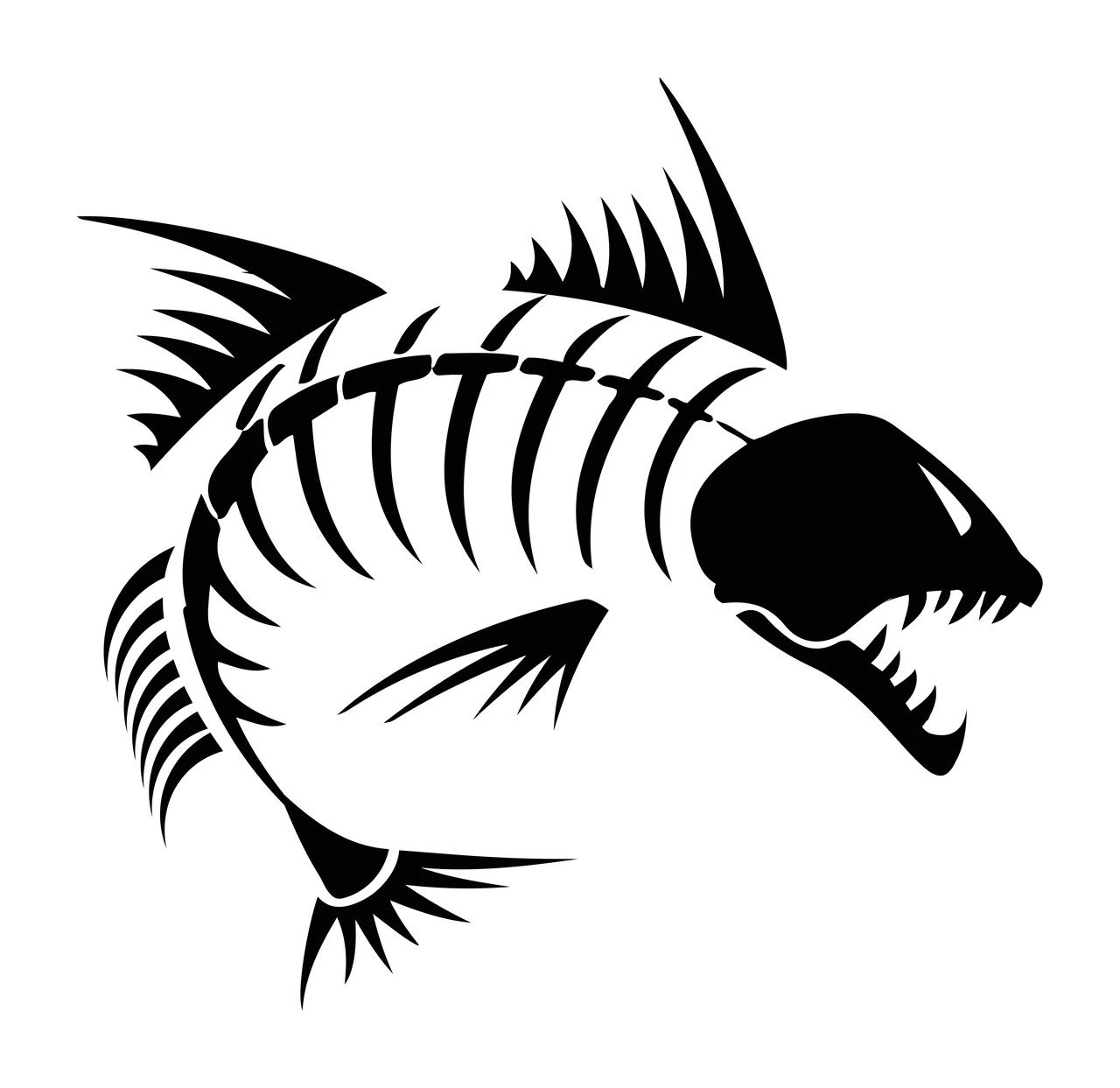 Bones Fish Skeleton Silhouette Graphic Icon Depicting anatomy
