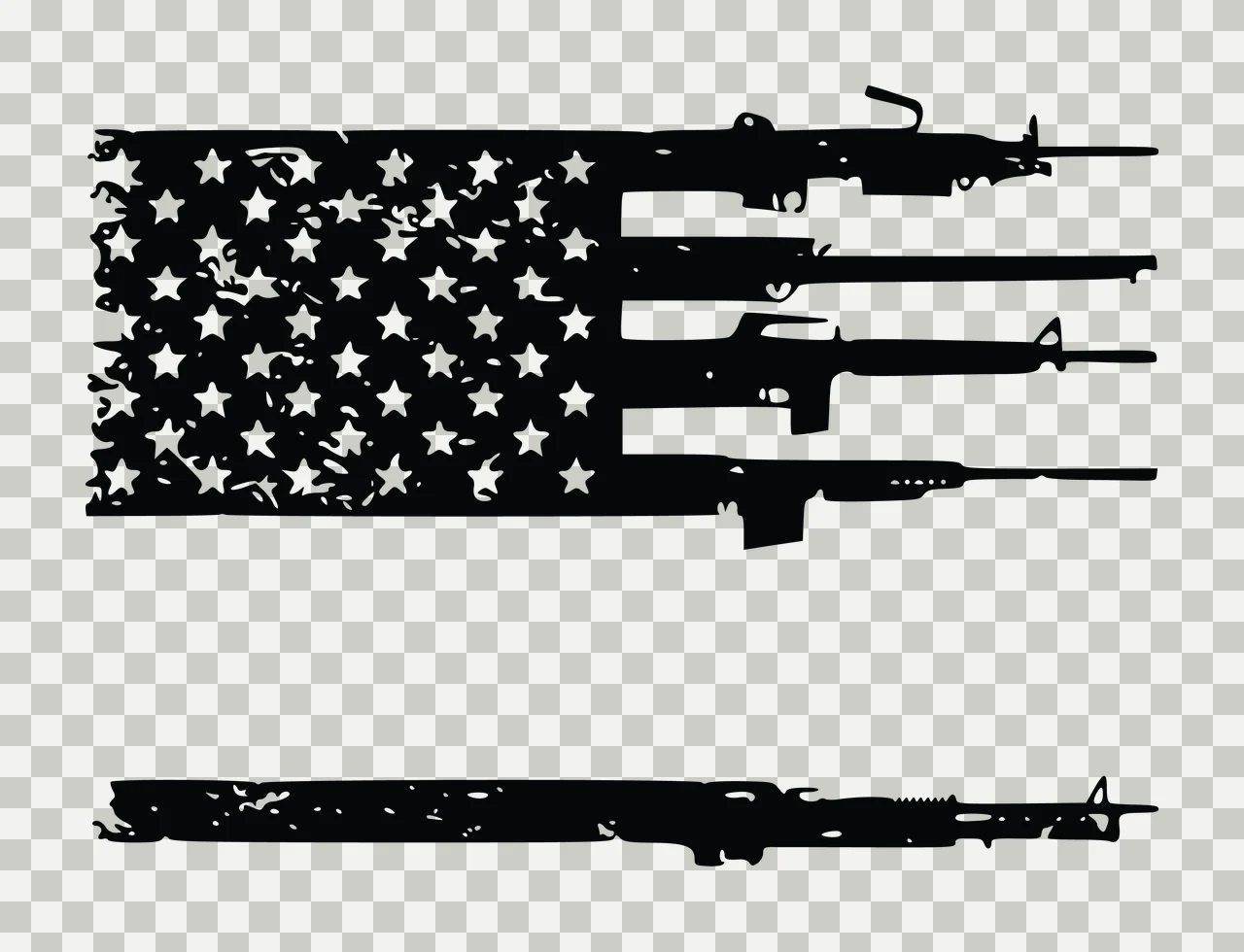 Flag Horizontal Graphic With Stars And Rifle Shaped rifles transparency and detail preview thumbnail