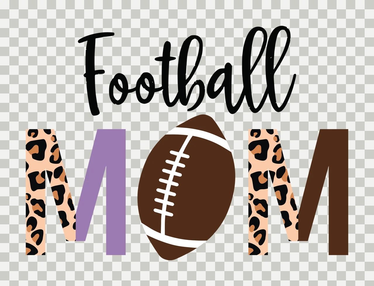 Mom Leopard Black Print Text Graphic With Central football Variation 2 transparency and detail preview thumbnail