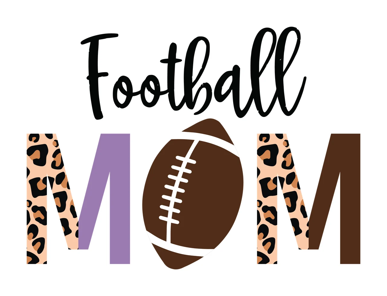Mom Leopard Black Print Text Graphic With Central football Variation 2