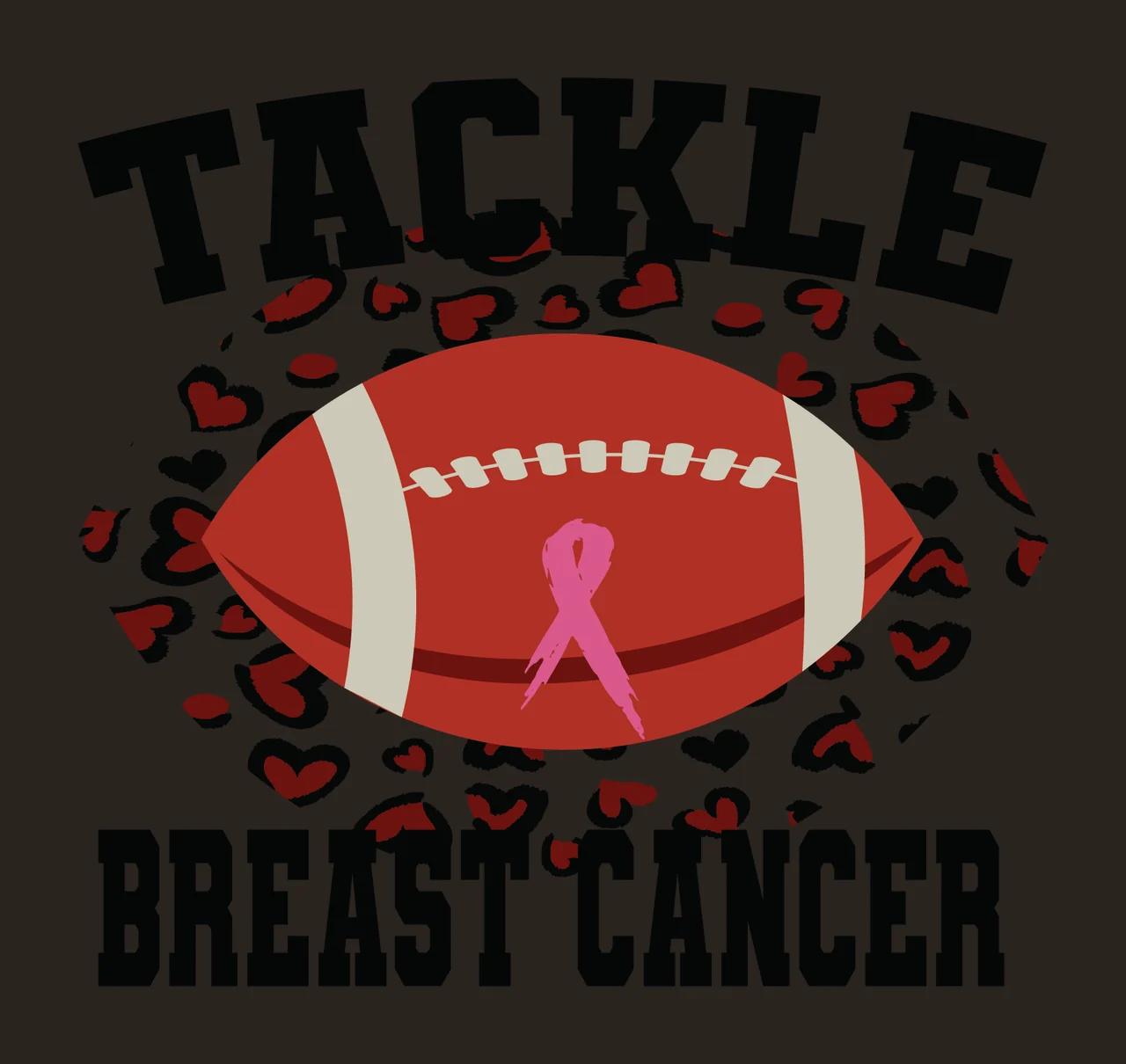 Tackle Breast Cancer Text With Football sporting letter heart contrast preview thumbnail