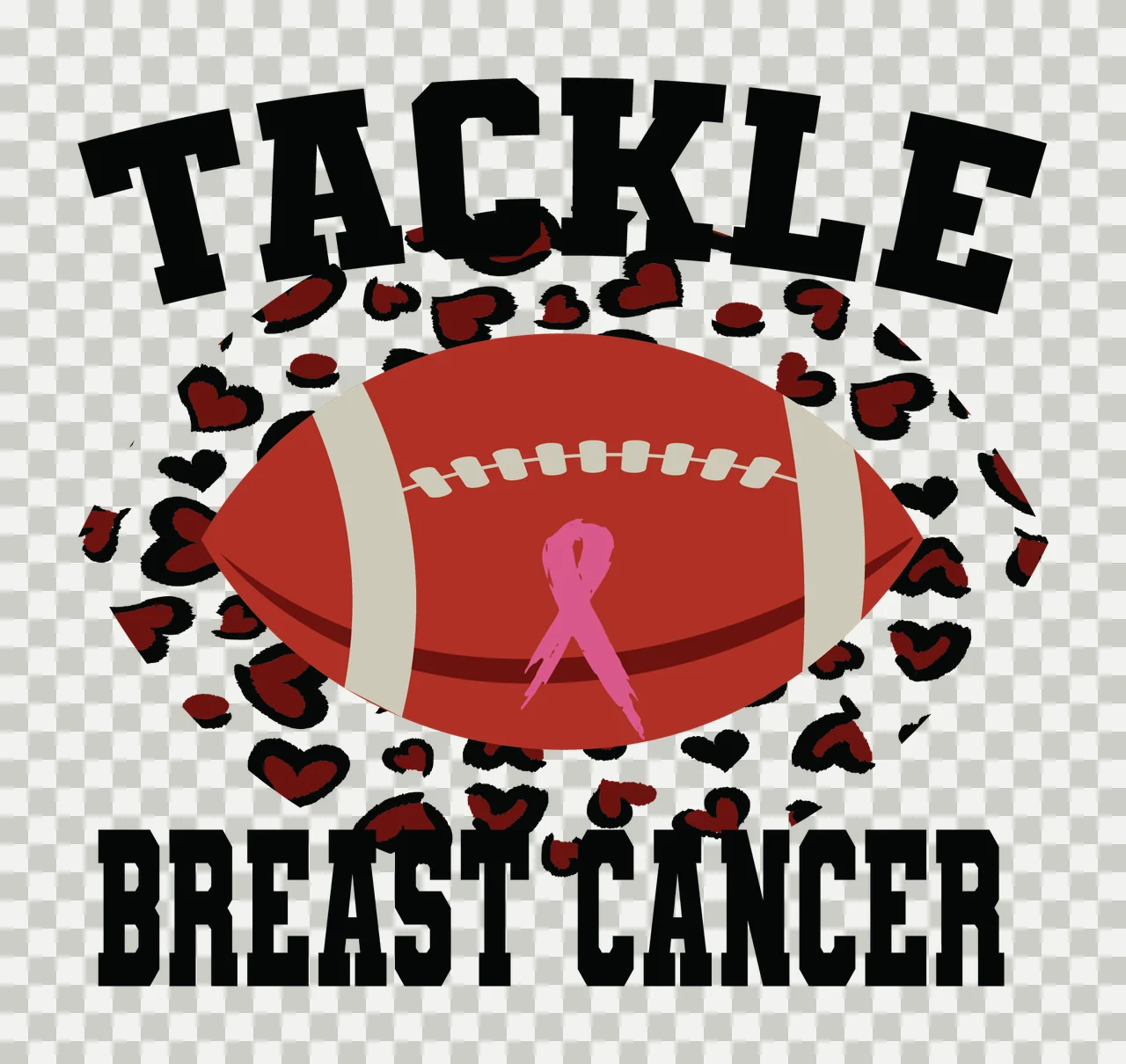 Tackle Breast Cancer Text With Football sporting letter heart transparency and detail preview thumbnail