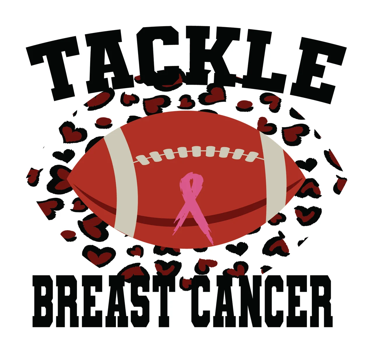 Tackle Breast Cancer Text With Football sporting letter heart
