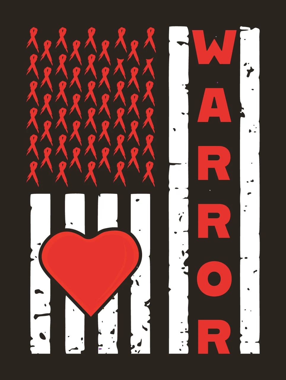 Awareness Warrior Ribbon Flag Heart Graphic American style contrast preview thumbnail