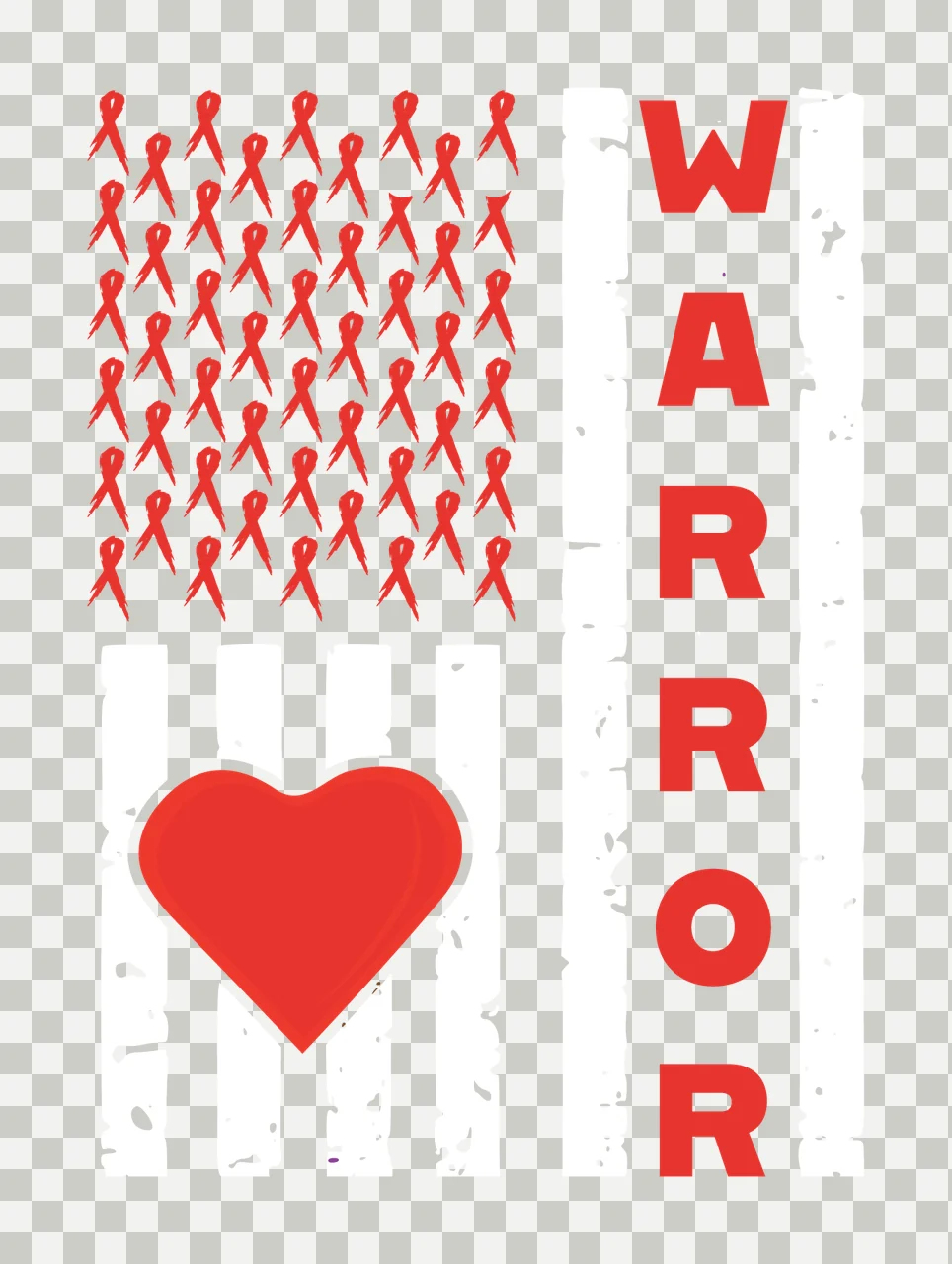 Awareness Warrior Ribbon Flag Heart Graphic American style transparency and detail preview thumbnail