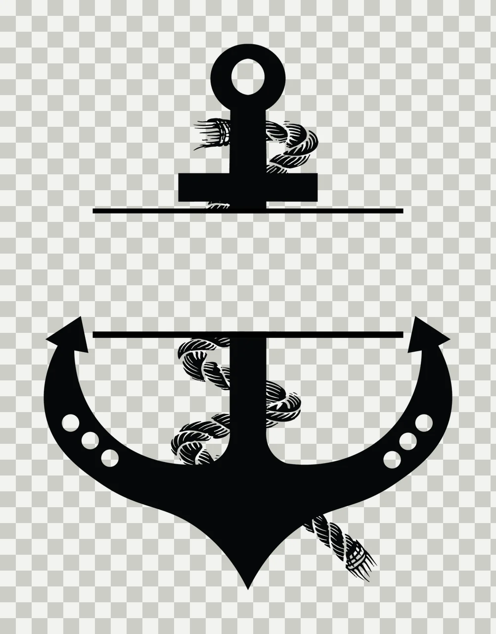 Anchor With Rope And Banner Intertwined Graphic icon black transparency and detail preview thumbnail