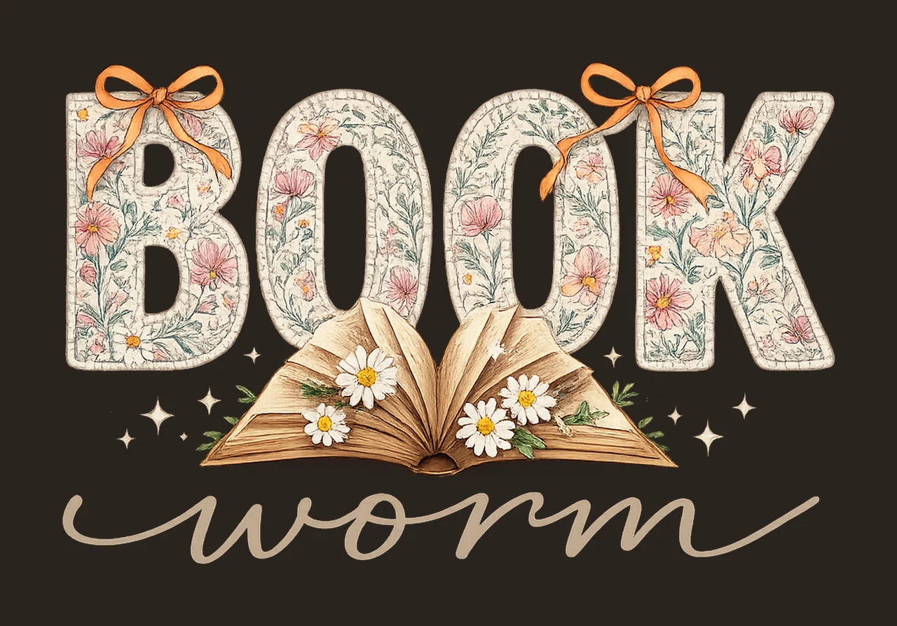 Bookworm Floral Book Reading Grandmillennial Coquette Bow contrast preview thumbnail