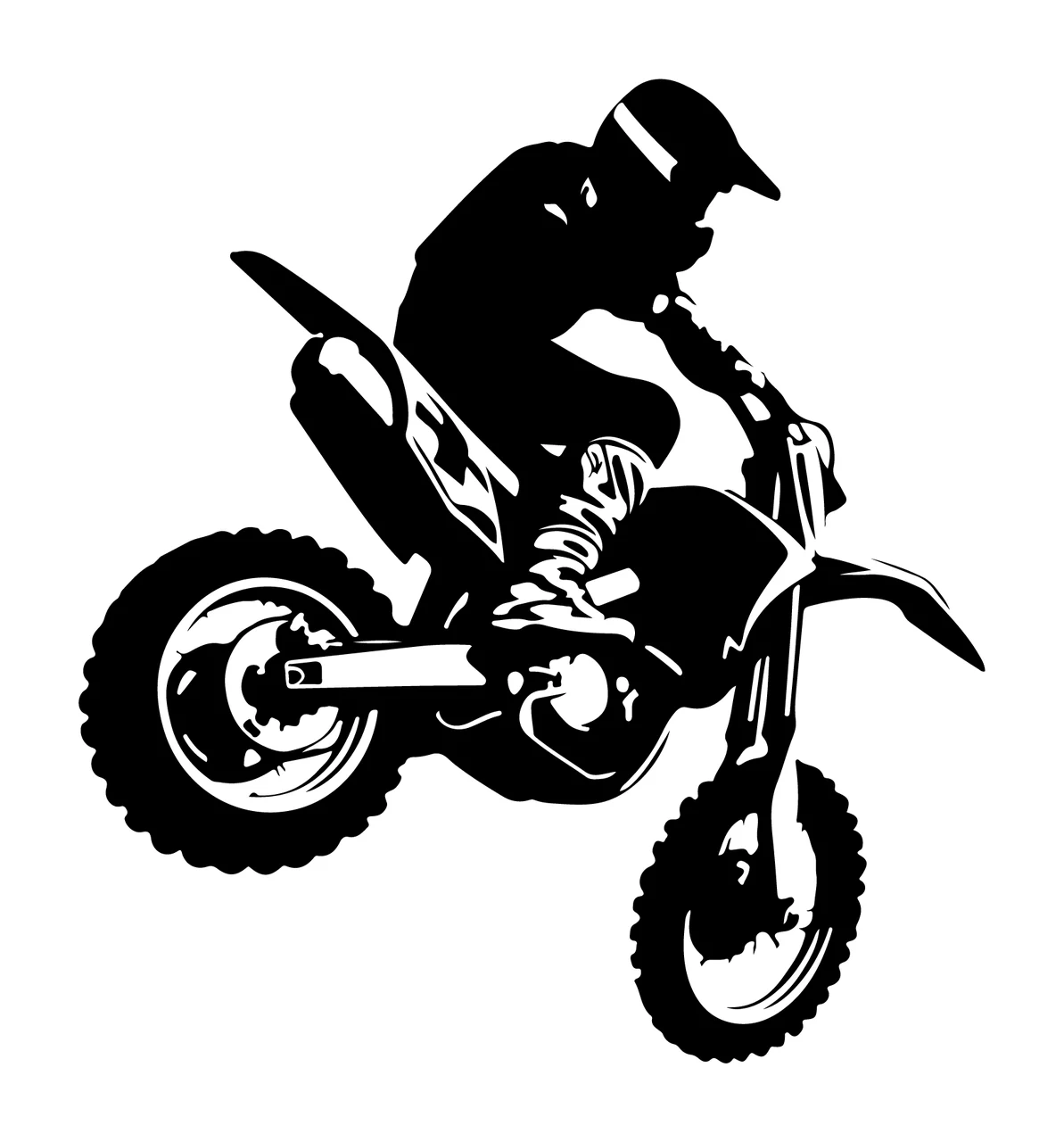 Dirt Bike Jumping In Air rider graphic silhouette black Variation