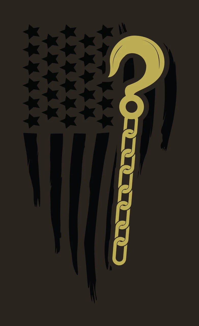 Flag American With Industrial Crane Hook draping chain distressed contrast preview thumbnail