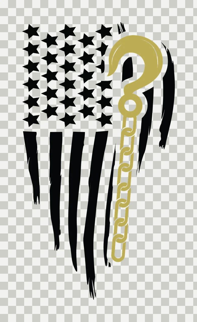 Flag American With Industrial Crane Hook draping chain distressed transparency and detail preview thumbnail