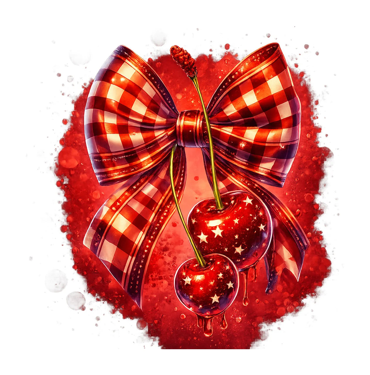 Cherry Coquette Bow Pretty Checkered Bow Design Valentines