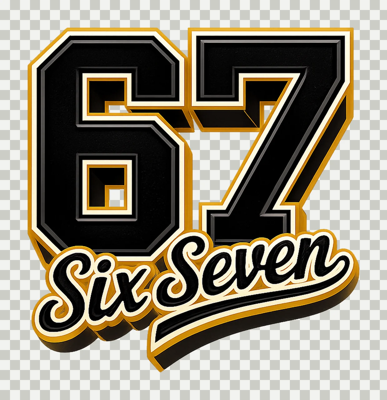 Six Seven Varsity Design Funny 67 Meme Retro Sport Team transparency and detail preview thumbnail