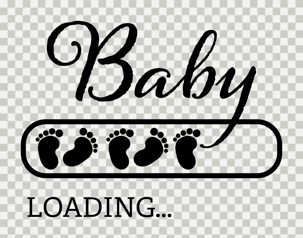 Baby Loading Bar With Footprint Pattern footprints black white transparency and detail preview thumbnail
