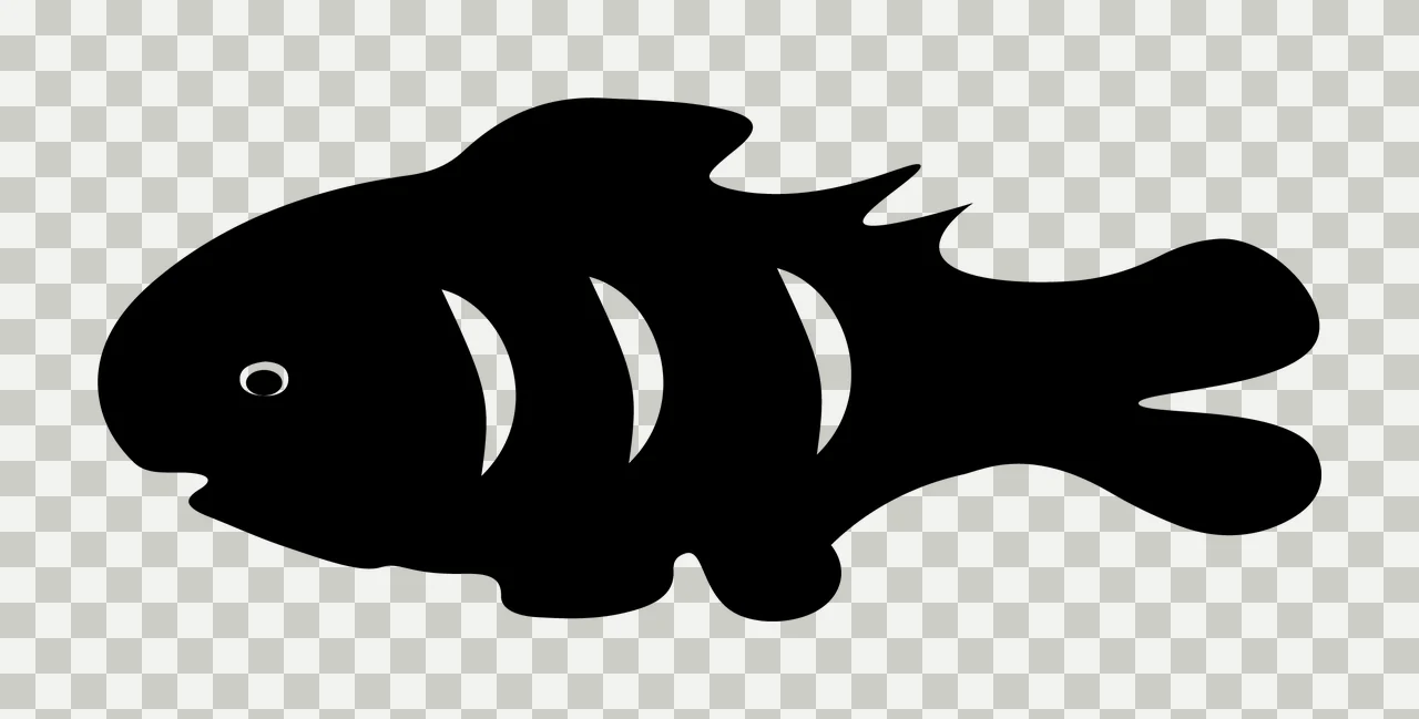 Animal Black Fish Silhouette With White Curved Fin Swimming transparency and detail preview thumbnail
