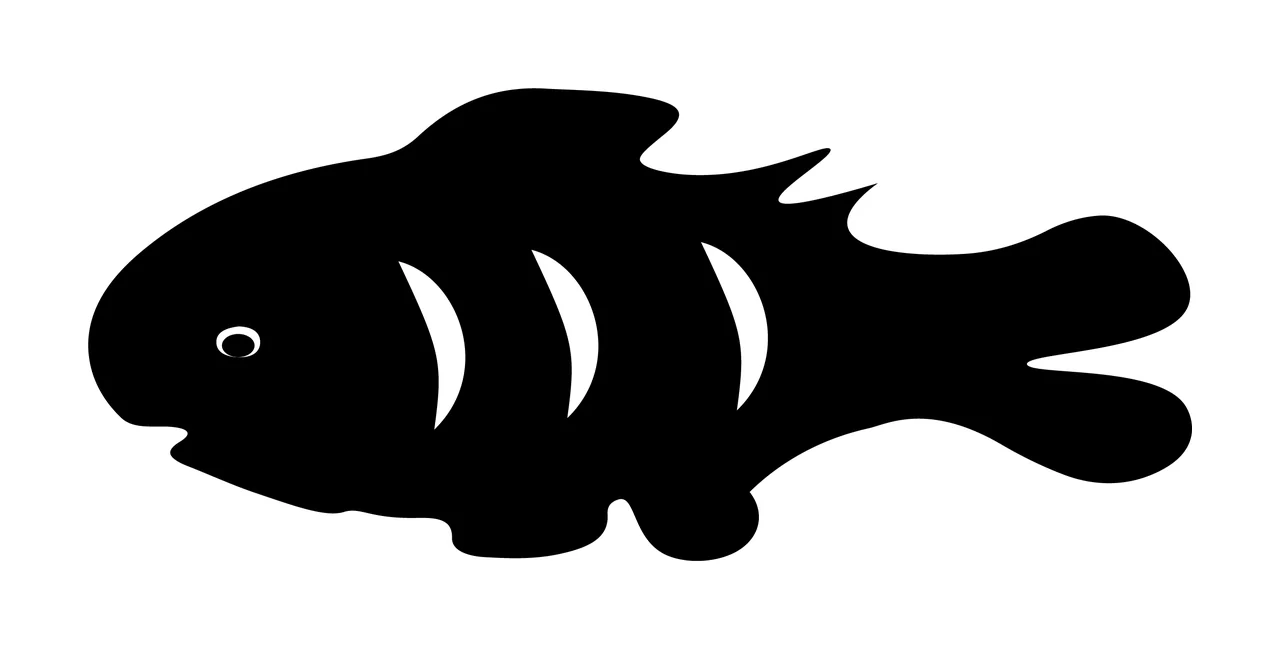 Animal Black Fish Silhouette With White Curved Fin Swimming
